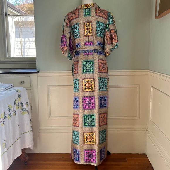 Pierre-Louis Mascia 100% Silk Dress, XL, Geometric Design, Maxi Dress - Picture 10 of 16